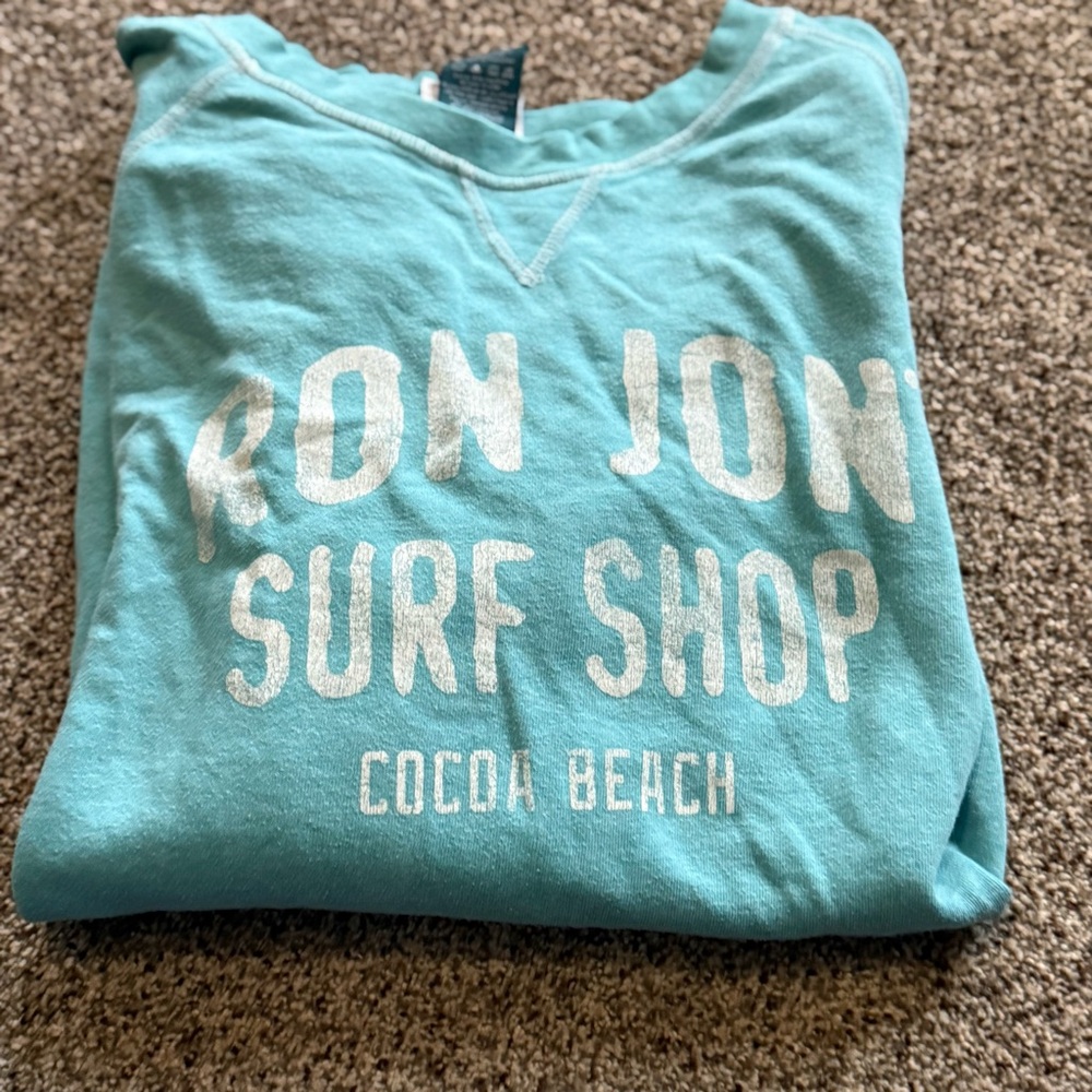 Blue Ron Jon Surf Shop Long Sleeve crew neck sweatshirt aqua 2xL
